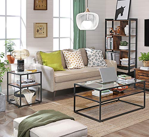 VASAGLE-Table-Basse-avec-Dessus-de-Table-en-Verre-Table-de-Salon-Cadre-en-Acier-Stable-dcoration-de-Salon-Style-Industriel-Marron-Rustique-et-Noir-LCT30BX-0-0