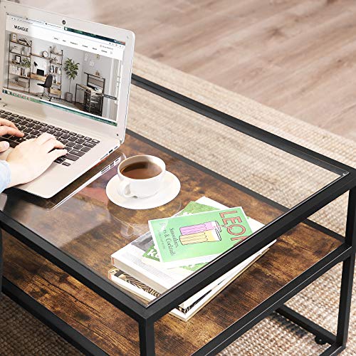 VASAGLE-Table-Basse-avec-Dessus-de-Table-en-Verre-Table-de-Salon-Cadre-en-Acier-Stable-dcoration-de-Salon-Style-Industriel-Marron-Rustique-et-Noir-LCT30BX-0-1