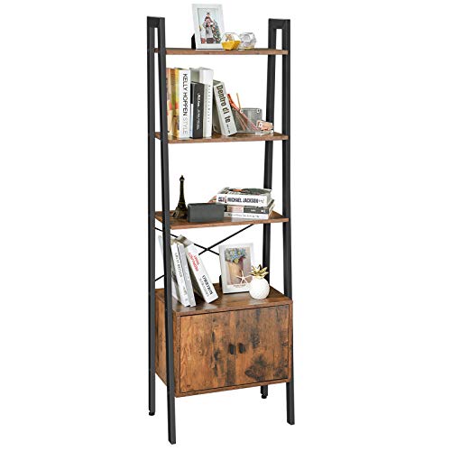 VASAGLE-tagre-chelle-Bibliothque-tagre-de-Rangement-avec-Placard-4-Niveaux-Cadre-en-Acier-Stable-Salon-Chambre-Bureau-56-x-34-x-173-cm-Style-Industriel-Marron-Rustique-LLS47BX-0-1