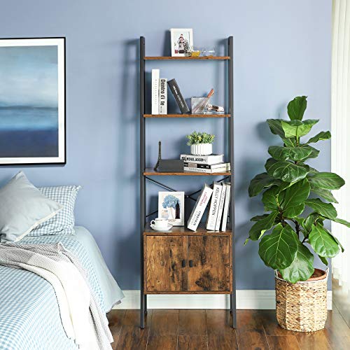 VASAGLE-tagre-chelle-Bibliothque-tagre-de-Rangement-avec-Placard-4-Niveaux-Cadre-en-Acier-Stable-Salon-Chambre-Bureau-56-x-34-x-173-cm-Style-Industriel-Marron-Rustique-LLS47BX-0-2