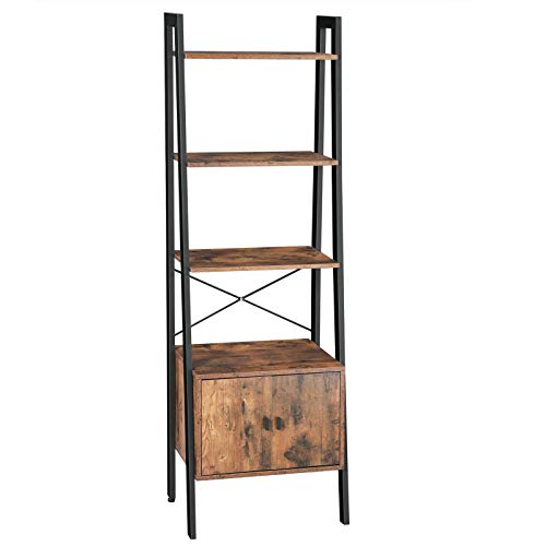 VASAGLE-tagre-chelle-Bibliothque-tagre-de-Rangement-avec-Placard-4-Niveaux-Cadre-en-Acier-Stable-Salon-Chambre-Bureau-56-x-34-x-173-cm-Style-Industriel-Marron-Rustique-LLS47BX-0