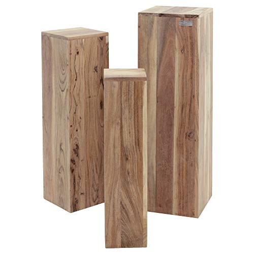 WOMO-DESIGN-Tables-Gigognes-Set-3-Colonnes-Dcoratives-Bois-Massif-Acacia-657585cm-Support-de-Fleurs-Table-Basse-Table-dAppoint-pour-Dcoration-de-Maison-Colonnes-Pidestaux-Mobilier-Salon-0-0