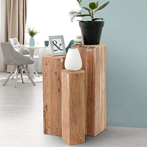 WOMO-DESIGN-Tables-Gigognes-Set-3-Colonnes-Dcoratives-Bois-Massif-Acacia-657585cm-Support-de-Fleurs-Table-Basse-Table-dAppoint-pour-Dcoration-de-Maison-Colonnes-Pidestaux-Mobilier-Salon-0