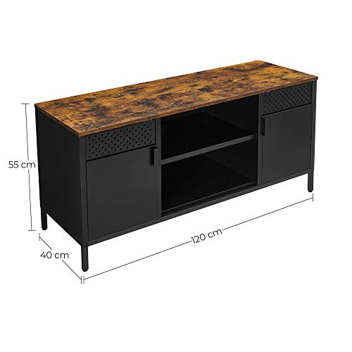 SONGMICS-Meuble-TV-Support-de-tlvision-Buffet-bas-avec-3-tagres-rglables-pour-TV-jusqu-55-pouces-pour-salon-chambre-Marron-Rustique-et-Noir-LTS103B01-0-0