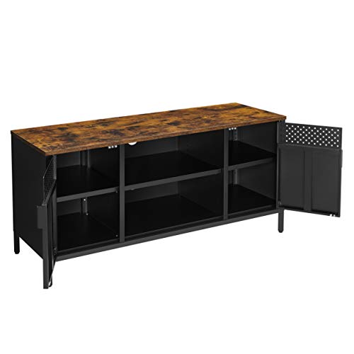 SONGMICS-Meuble-TV-Support-de-tlvision-Buffet-bas-avec-3-tagres-rglables-pour-TV-jusqu-55-pouces-pour-salon-chambre-Marron-Rustique-et-Noir-LTS103B01-0-1