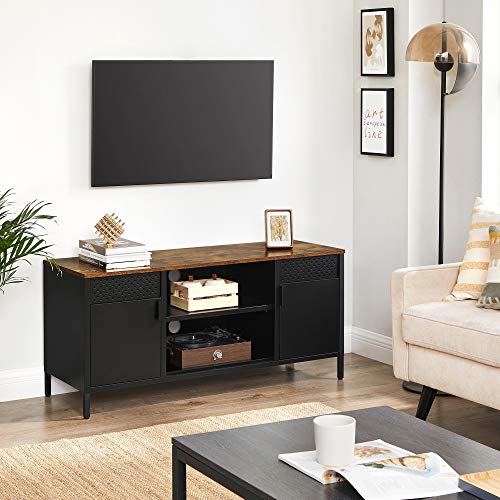 SONGMICS-Meuble-TV-Support-de-tlvision-Buffet-bas-avec-3-tagres-rglables-pour-TV-jusqu-55-pouces-pour-salon-chambre-Marron-Rustique-et-Noir-LTS103B01-0-2