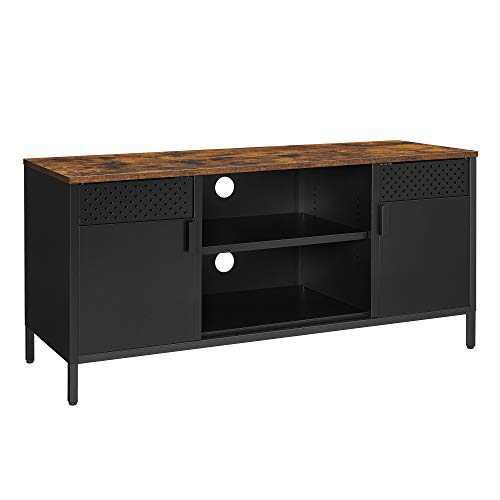 SONGMICS-Meuble-TV-Support-de-tlvision-Buffet-bas-avec-3-tagres-rglables-pour-TV-jusqu-55-pouces-pour-salon-chambre-Marron-Rustique-et-Noir-LTS103B01-0