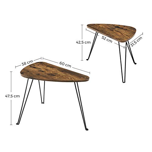 VASAGLE-Lot-de-2-Tables-dappoint-Tables-gigognes-Tables-basses-pour-salon-salle--manger-chambre-style-industriel-Marron-Rustique-et-Noir-LNT012B01-0-1