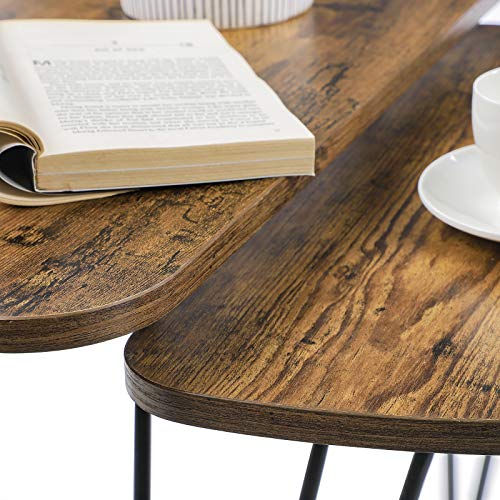 VASAGLE-Lot-de-2-Tables-dappoint-Tables-gigognes-Tables-basses-pour-salon-salle--manger-chambre-style-industriel-Marron-Rustique-et-Noir-LNT012B01-0-2
