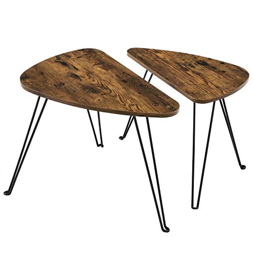 VASAGLE-Lot-de-2-Tables-dappoint-Tables-gigognes-Tables-basses-pour-salon-salle--manger-chambre-style-industriel-Marron-Rustique-et-Noir-LNT012B01-0