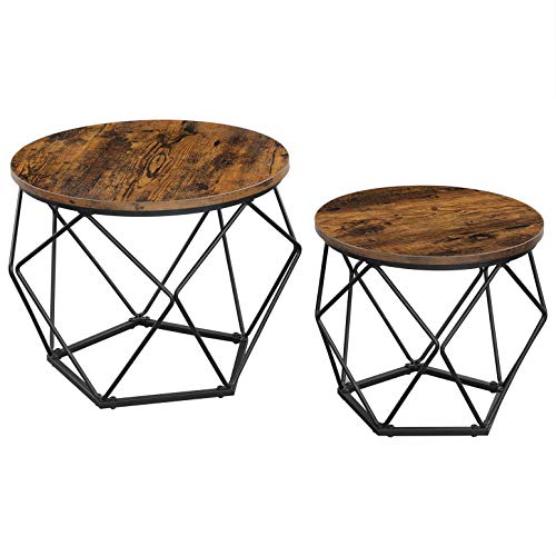 VASAGLE-Tables-basses-lot-de-2-Tables-dappoint-Tables-de-salon-Bouts-de-canap-cadre-en-acier-robuste-pour-salon-chambre-style-industriel-Marron-Rustique-et-Noir-LET040B01-0