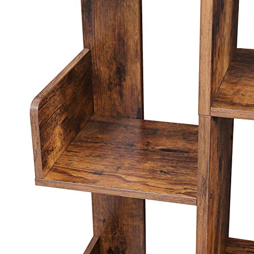VASAGLE-Bibliothque-Arbre-tagre--13-Compartiments-Meuble-de-Rangement-86-x-25-x-140-cm-avec-Coins-arrondis-et-rebords-Marron-Rustique-LBC67BXV1-0-2