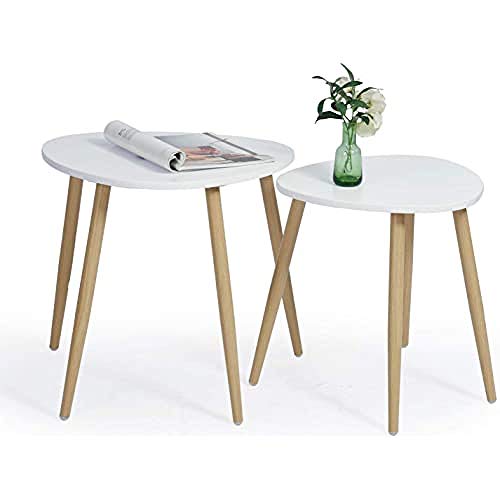 MEUBLE-COSY-Lot-de-2-Tables-Basses-Tables-Gigognes-Vintage-Table-dappoint-Table-Dextrmit-avec-Pied-en-Mtal-avec-Finition-Chne-0