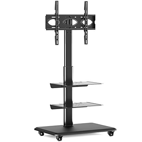 RFIVER-Support-TV-Roulette-avec-Support-Cantilever-pour-Ecran-de-Tl-de-27--55-Pouces-LED-LCD-Plasma-Chariot-Meuble-TV-Pied-Universel-Pivotant-Rglable-en-Hauteur-avec-3-tagres-0