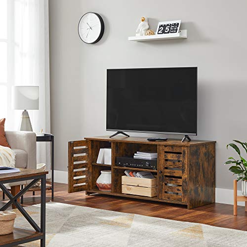 VASAGLE-Meuble-TV-Support-tl-avec-Portes-persiennes-Rangement-tlvision-Ouvert-avec-Ouverture-cbles-tagres-rglables-pour-tlviseur-jusqu-43-Pouces-Marron-Rustique-LTV102X01-0-0