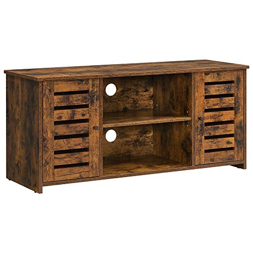 VASAGLE-Meuble-TV-Support-tl-avec-Portes-persiennes-Rangement-tlvision-Ouvert-avec-Ouverture-cbles-tagres-rglables-pour-tlviseur-jusqu-43-Pouces-Marron-Rustique-LTV102X01-0