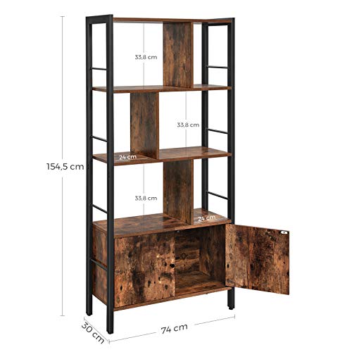 VASAGLE-tagre-de-Rangement-Bibliothque--4-Niveaux-Grand-Structure-Stable-en-Acier-Style-Industriel-Marron-Rustique-et-Noir-LBC022B01-0-1