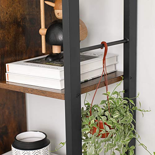 VASAGLE-tagre-de-Rangement-Bibliothque--4-Niveaux-Grand-Structure-Stable-en-Acier-Style-Industriel-Marron-Rustique-et-Noir-LBC022B01-0-2