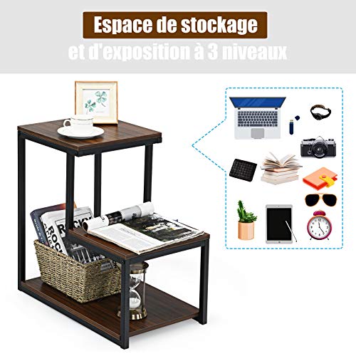 COSTWAY-Table-dappoint--3-Niveaux-de-Style-Industriel-Cadre-en-Acier-Robuste-60-x-35-x-595-CM-Surface-avec-Grain-de-Bois-Bout-de-Canap-pour-SalonChambreBureau-0-0