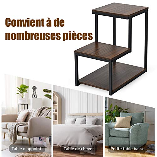 COSTWAY-Table-dappoint--3-Niveaux-de-Style-Industriel-Cadre-en-Acier-Robuste-60-x-35-x-595-CM-Surface-avec-Grain-de-Bois-Bout-de-Canap-pour-SalonChambreBureau-0-2