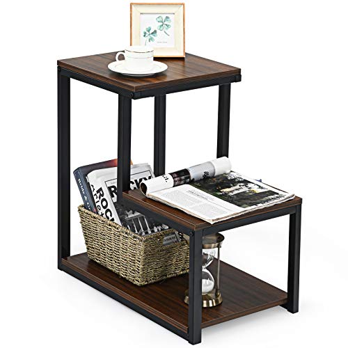 COSTWAY-Table-dappoint--3-Niveaux-de-Style-Industriel-Cadre-en-Acier-Robuste-60-x-35-x-595-CM-Surface-avec-Grain-de-Bois-Bout-de-Canap-pour-SalonChambreBureau-0