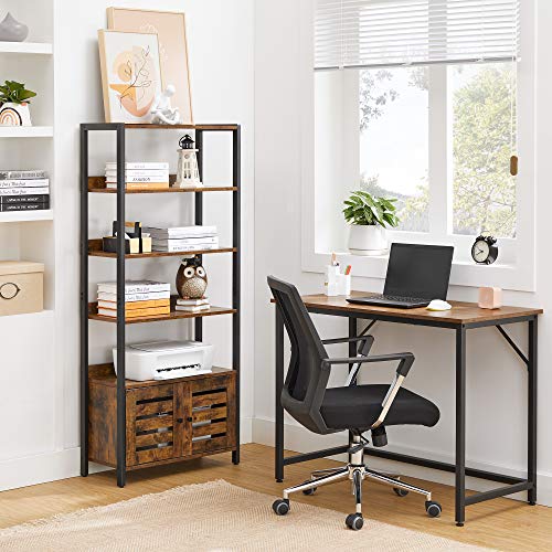 VASAGLE-Armoire-de-Rangement-Bibliothque-tagre-Industrielle-pour-Salon-Chambre-Cuisine-avec-2-Portes-persiennes-et-4-tagres-Polyvalent-Marron-Rustique-et-Noir-LSC601B01-0-0