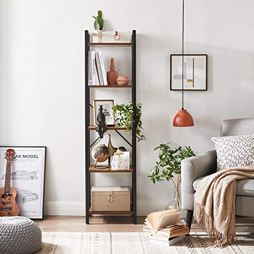 VASAGLE-Bibliothque-5-Niveaux-tagre-Livres-Meuble-de-Rangement-Ouvert-pour-Bureau-Salon-Chambre-40-x-30-x-146-cm-Marron-Rustique-et-Noir-LLS100B01-0-1