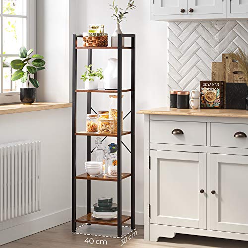 VASAGLE-Bibliothque-5-Niveaux-tagre-Livres-Meuble-de-Rangement-Ouvert-pour-Bureau-Salon-Chambre-40-x-30-x-146-cm-Marron-Rustique-et-Noir-LLS100B01-0-2