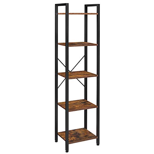 VASAGLE-Bibliothque-5-Niveaux-tagre-Livres-Meuble-de-Rangement-Ouvert-pour-Bureau-Salon-Chambre-40-x-30-x-146-cm-Marron-Rustique-et-Noir-LLS100B01-0