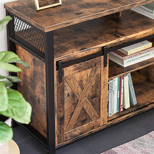 VASAGLE-Meuble-TV-Support-tl-avec-Portes-coulissantes-Imitation-Grange-pour-tlviseurs-jusqu-60-Pouces-tagre-rglable-pour-Console-et-Box-Style-Industriel-Marron-Rustique-et-Noir-LTV46BX-0-2