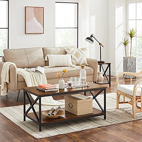 VASAGLE-Table-basse-Table-de-salon-avec-cadre-en-acier-en-forme-de-X-et-tagre-de-rangement-100-x-55-x-45-cm-style-industriel-campagnard-Marron-Rustique-et-Noir-LCT200B01-0-0
