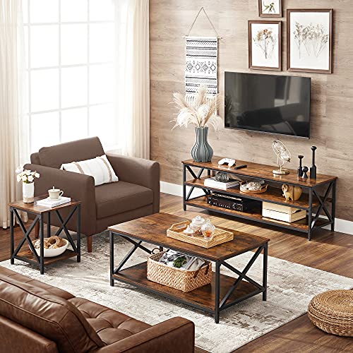 VASAGLE-Table-basse-Table-de-salon-avec-cadre-en-acier-en-forme-de-X-et-tagre-de-rangement-100-x-55-x-45-cm-style-industriel-campagnard-Marron-Rustique-et-Noir-LCT200B01-0-1