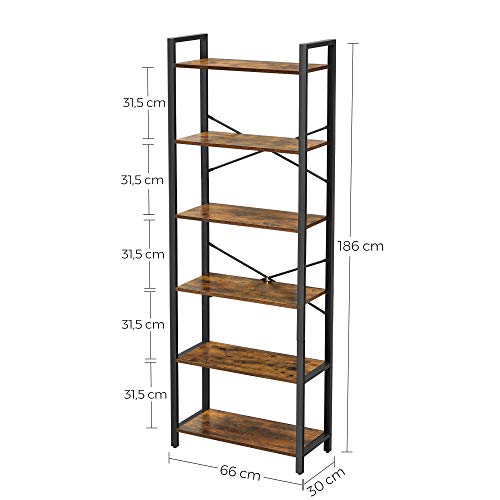 VASAGLE-tagre--6-niveaux-Bibliothque-avec-structure-en-acier-pour-salon-bureau-entre-hauteur-186-cm-style-industriel-Marron-Rustique-et-Noir-LLS062B01-0-1