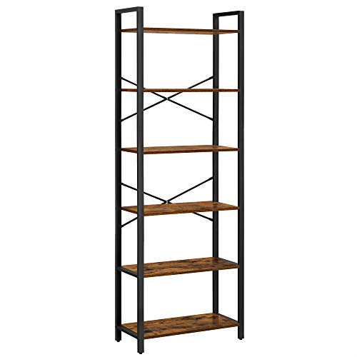 VASAGLE-tagre--6-niveaux-Bibliothque-avec-structure-en-acier-pour-salon-bureau-entre-hauteur-186-cm-style-industriel-Marron-Rustique-et-Noir-LLS062B01-0