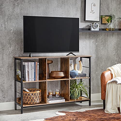 VASAGLE-Bibliothque-6-Compartiments-Meuble-de-Rangement-Ouvert-tagre-Livres-Horizontale-pour-Bureau-Salon-Chambre-120-x-33-x-80-cm-Style-Industriel-Marron-Rustique-et-Noir-LLS104B01-0-2