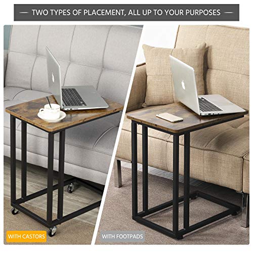 Yaheetech-Lot-de-2-Tables-dappoint-Vintage-Bout-de-Canap-Roulettes-Verrouillable-50-x-35-x-595-cm-Industrielle-Petite-Table-Desserte-Mobile-Salon-Chambre-Bureau-0-0
