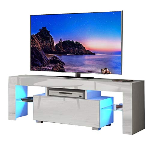 Dripex-Meuble-TV-130-cm-Mat-et-Brillant-avec-lumires-LED-Bleues-pour-tlviseurs-jusqu-55-0