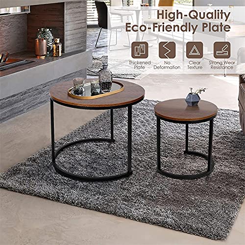 Tables-Basse-Tables-Basses-RondeTables-Basse-Salon-avec-Accents-en-Bois-et-Cadre-en-mtal-Robuste-Assemblage-Facile-0-2