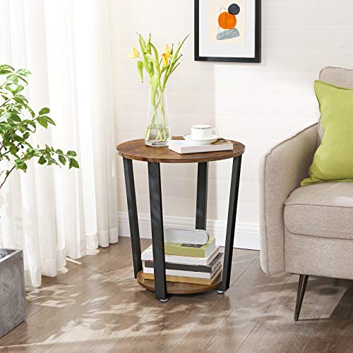 VASAGLE-Table-dappoint-Table-Ronde-Bout-de-canap-Montage-Facile-Cadre-en-Acier-pour-Salon-Chambre-Style-Industriel-Marron-Rustique-et-Noir-LET57X-0-0