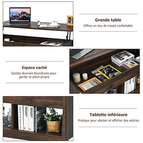 COSTWAY-Table-Basse-avec-Plateau-Relevable-et-Espace-de-Rangement-Cach-avec-Etagre-Infrieur-de-Rangement-Ideal-pour-Salon-109-x-475-x-50-cm-0-2