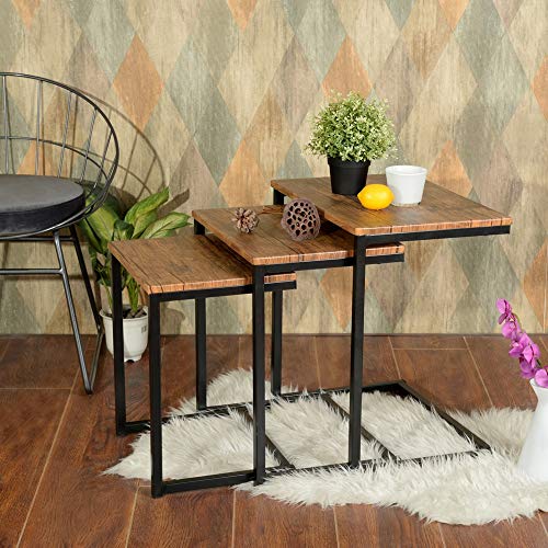 MEUBLE-COSY-Lot-de-3-Basses-Gigognes-Vintage-Bout-de-canap-Table-Dextrmit-avec-Pied-en-Mtal-Bois-Brun-50x35x55cm-0-0