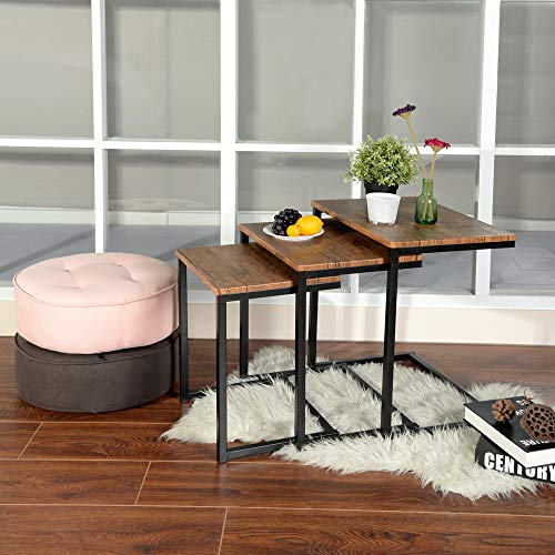 MEUBLE-COSY-Lot-de-3-Basses-Gigognes-Vintage-Bout-de-canap-Table-Dextrmit-avec-Pied-en-Mtal-Bois-Brun-50x35x55cm-0-1
