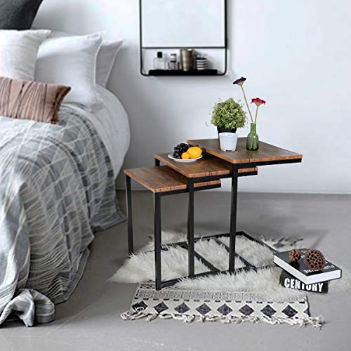 MEUBLE-COSY-Lot-de-3-Basses-Gigognes-Vintage-Bout-de-canap-Table-Dextrmit-avec-Pied-en-Mtal-Bois-Brun-50x35x55cm-0-2