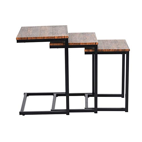 MEUBLE-COSY-Lot-de-3-Basses-Gigognes-Vintage-Bout-de-canap-Table-Dextrmit-avec-Pied-en-Mtal-Bois-Brun-50x35x55cm-0