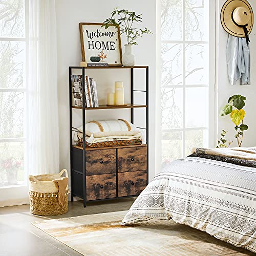 SONGMICS-Meuble-de-Rangement-Bibliothque-avec-tagres-et-Tiroirs-Style-Industriel-pour-Salon-Bureau-Chambre-Marron-Rustique-et-Noir-LGS044B02-0-0