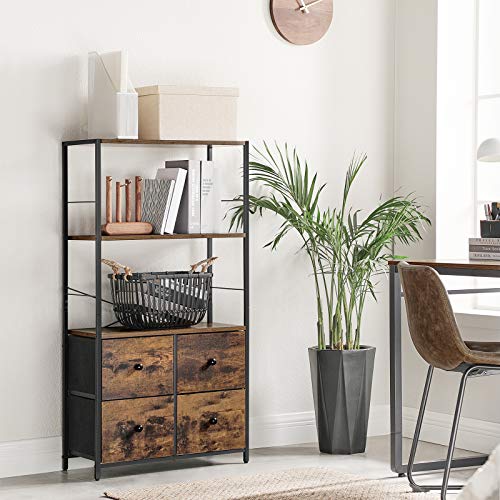 SONGMICS-Meuble-de-Rangement-Bibliothque-avec-tagres-et-Tiroirs-Style-Industriel-pour-Salon-Bureau-Chambre-Marron-Rustique-et-Noir-LGS044B02-0-1