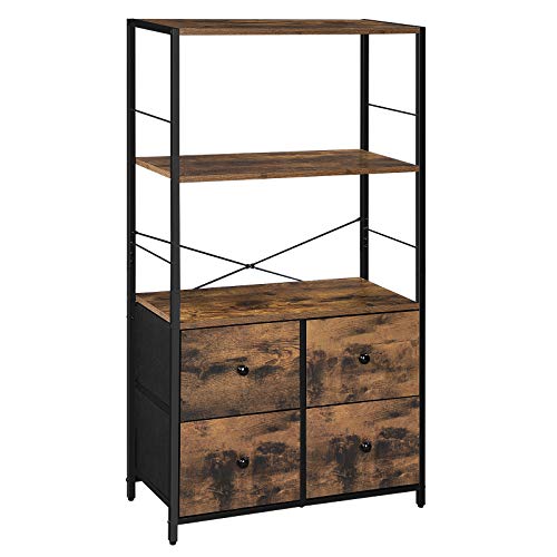 SONGMICS-Meuble-de-Rangement-Bibliothque-avec-tagres-et-Tiroirs-Style-Industriel-pour-Salon-Bureau-Chambre-Marron-Rustique-et-Noir-LGS044B02-0