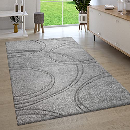 Tapis-Salon-Poil-Ras-Aspect-3D-Dcoupe-De-Contour-Fait-Main-Moderne-Monochrome-0