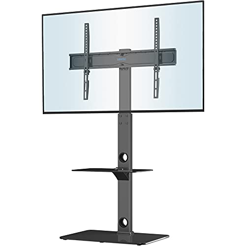 BONTEC-Support-TV-Pied-de-Sol-Universel-pour-30-70-Pouces-Tlviseurs-Incurvs-Plats-LED-OLED-LCD-jusqu-40-kg-Support-de-Tlvision-Pivotant-Hauteur-Rglable-avec-2-Etagres-Max-VESA-600x400-mm-0