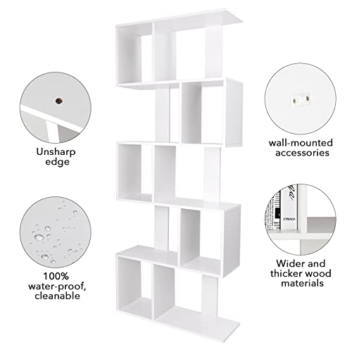 Bibliothque-en-forme-de-S-avec-tagre-5-niveaux-de-rangement-Armoire-autoportante-pour-salon-chambre--coucher-bureau-175-x-70-x-235-cm-0-2